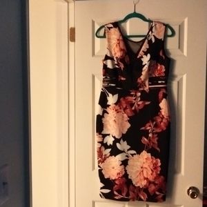 Floral dress with sheer inserts